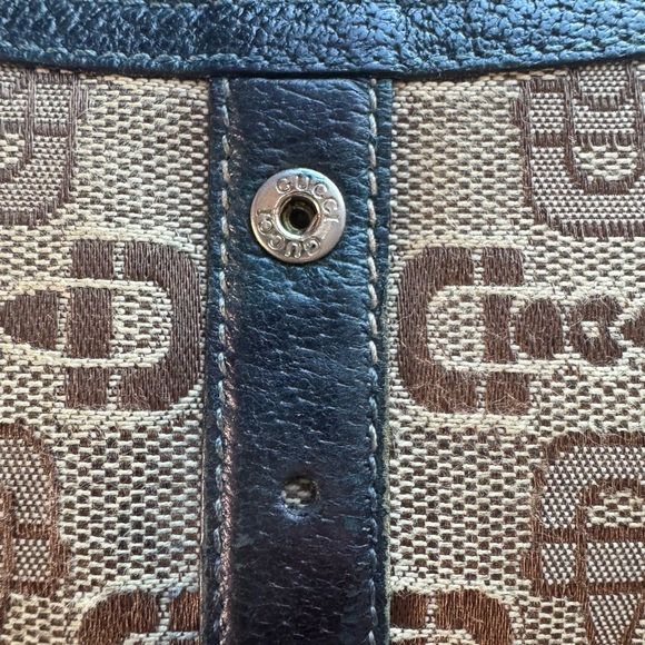Gucci Vintage Horse-bit Brown Canvas w/ Blue Leather Long Wallet W/ COA & Dustie - Picture 5 of 16